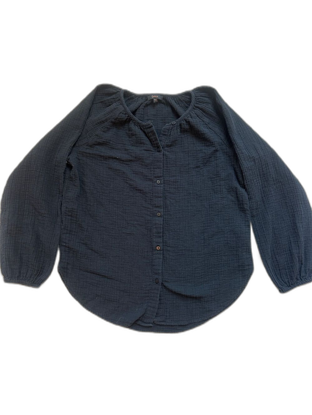 Quince 100% Organic Cotton Gauze Button Front Shirt Black Women's Size Small